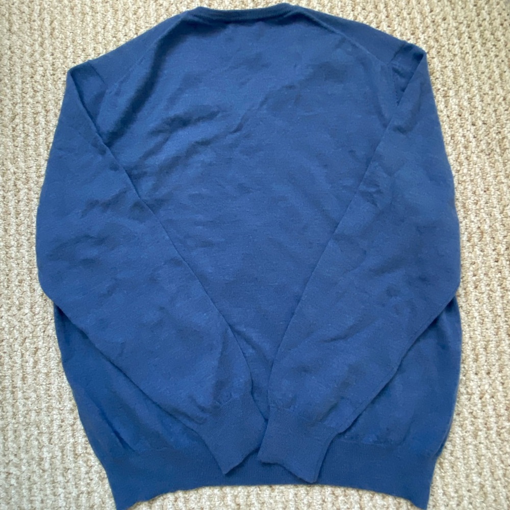 BUTTON DOWN SF | 100% Virgin Wool Light Blue Classic V-Neck Sweater XL - Picture 10 of 14